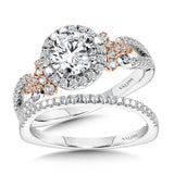 Two-Toned Split Shank Halo Engagement Ring