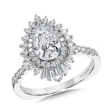 Straight Pear-Cut Diamond & Statement Halo Engagement Ring