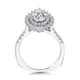 Straight Pear-Cut Diamond & Statement Halo Engagement Ring