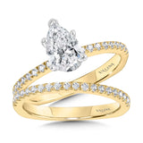 Straight Pear-Cut Diamond Hidden Halo Engagement Ring