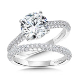 Straight Pave-Set Hidden Halo Diamond Engagement Ring