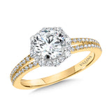 Split Shank & Blooming Halo Diamond Cape Engagement Ring