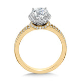 Split Shank & Blooming Halo Diamond Cape Engagement Ring