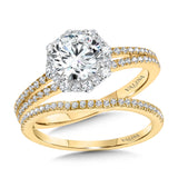 Split Shank & Blooming Halo Diamond Cape Engagement Ring