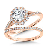 Split Shank Blooming Halo Diamond Engagement Ring