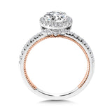 Two-Tone & Milgrain-Beaded Hidden Halo, Diamond Halo Engagement Ring