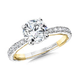 Two-Tone & Milgrain-Beaded Hidden Halo Diamond Engagement Ring