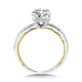 Two-Tone & Milgrain-Beaded Hidden Halo Diamond Engagement Ring