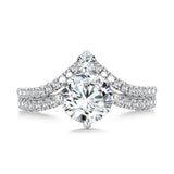 Split Shank & Chevron-Shaped Hidden Halo Diamond Engagement Ring