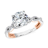 Two-Tone & Milgrain-Beaded, Crisscross Hidden Diamond Engagement Ring