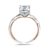 Two-Tone & Milgrain-Beaded, Crisscross Hidden Diamond Engagement Ring