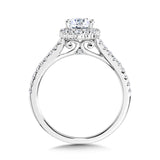 Oval-Cut Straight Blooming Halo Diamond Engagement Ring