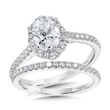 Oval-Cut Straight Blooming Halo Diamond Engagement Ring