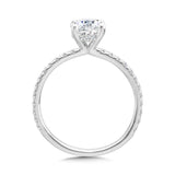 Straight Hidden Halo Diamond Engagement Ring