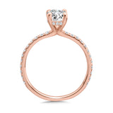 Oval-Cut Straight Hidden Halo Diamond Engagement Ring