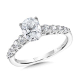 Oval-Cut Graduating Trellis-Set & Hidden Halo Diamond Engagement Ring