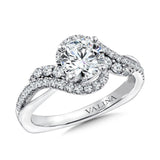 Spiral style diamond engagement ring in 14k white gold.