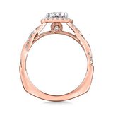 Crisscross Diamond Halo Engagement Ring