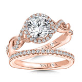 Crisscross Diamond Halo Engagement Ring