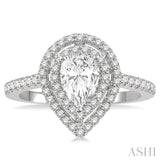 Pear Shape Semi-Mount Diamond Engagement Ring