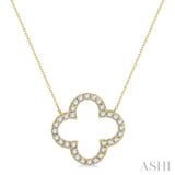 1 Ctw Clover Round Cut Diamond Necklace in 14K Yellow Gold