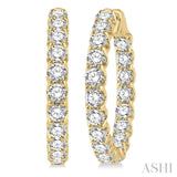 10 Ctw Inside-Out Round Cut Diamond Hoop Earrings in 14K Yellow Gold