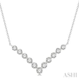 1 Ctw Chevron Round Cut Diamond Necklace in 14K White Gold