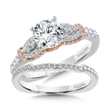 Straight Diamond Engagement Ring W/ Two-Tone Cape