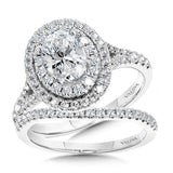 Oval-Shaped Double-Halo Split Shank Engagement Ring