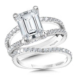 Emerald-Cut Hidden Accents & Split Shank Diamond Engagement Ring