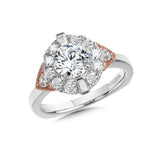 Vintage Two-Tone Halo Engagement Ring w/ Baguette Diamonds