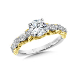 Two-Tone Straight Engagement Ring w/ Stylized Undergallery