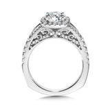 Vintage Split Shank Cushion-Shaped Halo Diamond Engagement Ring  W/ Spiral Diamond Undergallery