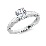 Diamond Solitaire Engagement Ring W/ Diamond Arch & Spiral Ungergallery