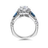 Wide Pear-Cut Sapphire & Cushion-Shaped Diamond Halo Engagement Ring W/ Surprise Diamond