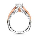 Two-Tone Straight Diamond Engagement Ring W/ Princess-Cut Center