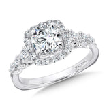 Tapered Cushion-Shaped Halo Diamond Engagement Ring