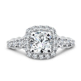 Tapered Cushion-Shaped Halo Diamond Engagement Ring