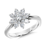 Modern Floral Halo Diamond Engagement Ring