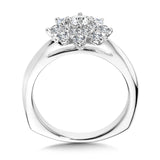 Modern Floral Halo Diamond Engagement Ring