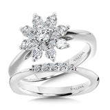 Modern Floral Halo Diamond Engagement Ring