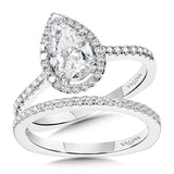 Pear-Shaped Diamond Straight Halo Engagement Ring