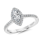 Marquise Diamond Straight Halo Engagement Ring