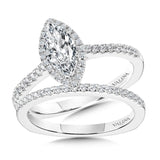 Marquise Diamond Straight Halo Engagement Ring