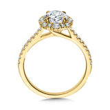 Modern Straight Halo Diamond Engagement Ring