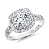 Cushion-Shaped Double-Halo Split Shank Engagement Ring