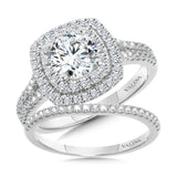 Cushion-Shaped Double-Halo Split Shank Engagement Ring