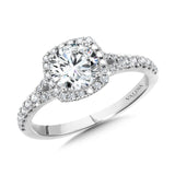 Cushion-Shaped Split Shank Halo Engagement Ring