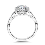 Scalloped & Milgrain-Beaded Round Halo Engagement Ring