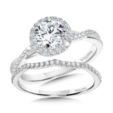 Crisscross Round Halo Engagement Ring